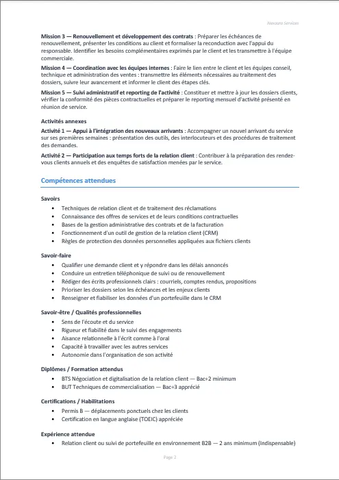 Page 2 du même document Word : la suite des missions et des activités.